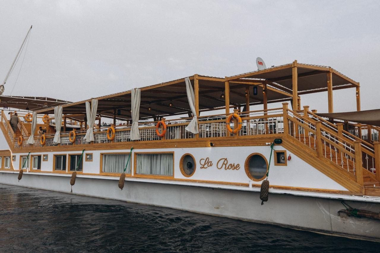 Two-deck river profile aboard La Rose Dahabiya